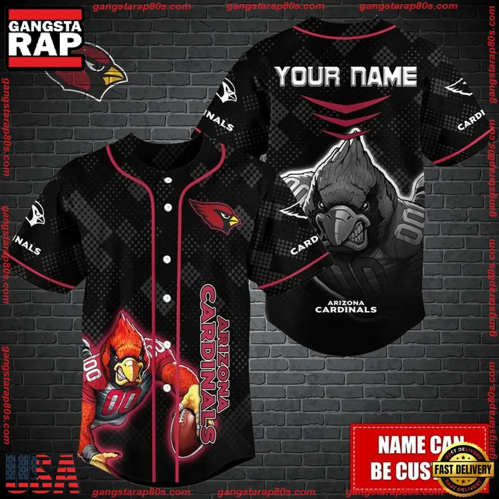 NFL Custom Name Arizona Cardinals Mascot Baseball Jersey