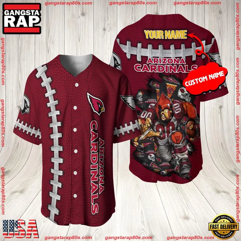 NFL Custom Name Arizona Cardinals Mascot Baseball Jersey Shirt
