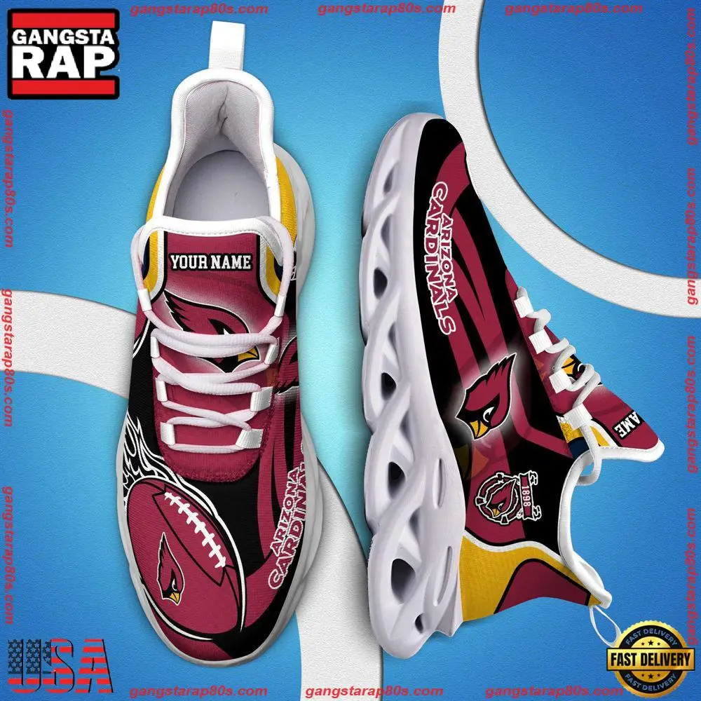 NFL Custom Name Arizona Cardinals White C Shoes Max Soul Shoes Running Sneakers