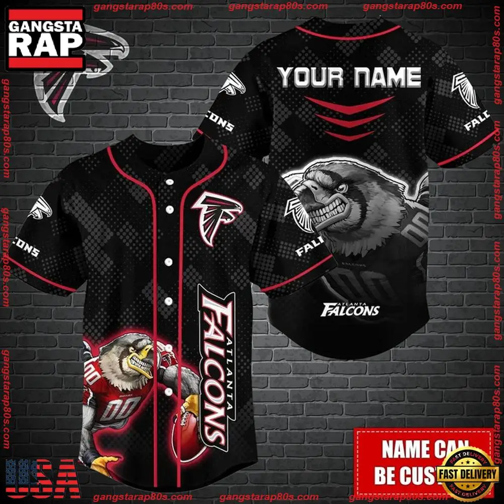 NFL Custom Name Atlanta Falcons Mascot Baseball Jersey