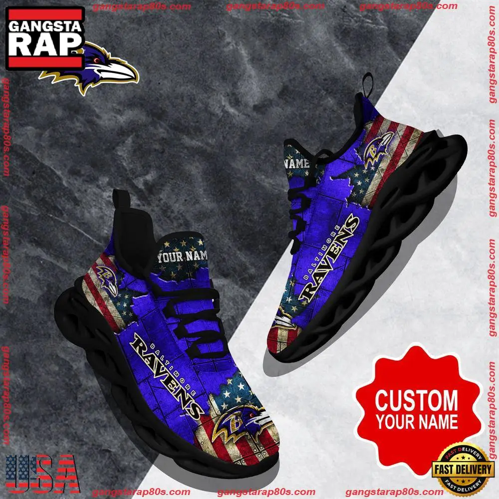 NFL Custom Name Baltimore Ravens Max Soul Shoes Running Sneakers