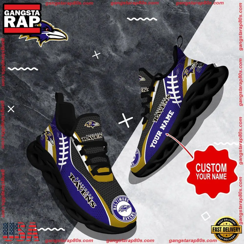 NFL Custom Name Baltimore Ravens Shoes Sport Loves Max Soul Shoes Running Sneakers