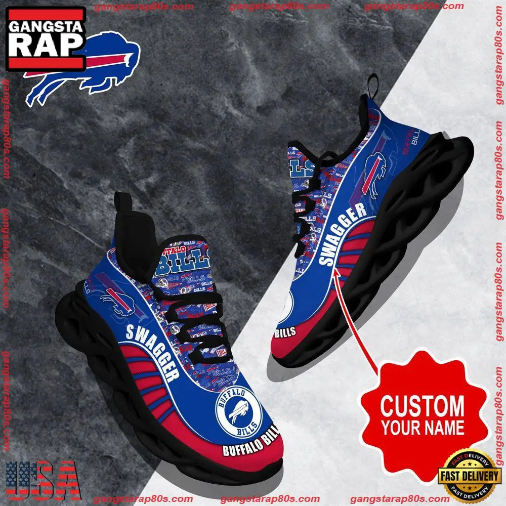 NFL Custom Name Buffalo Bills Sport Football Max Soul Shoes Running Sneakers
