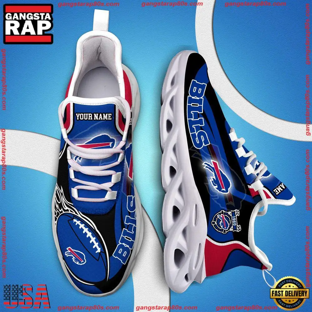 NFL Custom Name Buffalo Bills White C Shoes Max Soul Shoes Running Sneakers