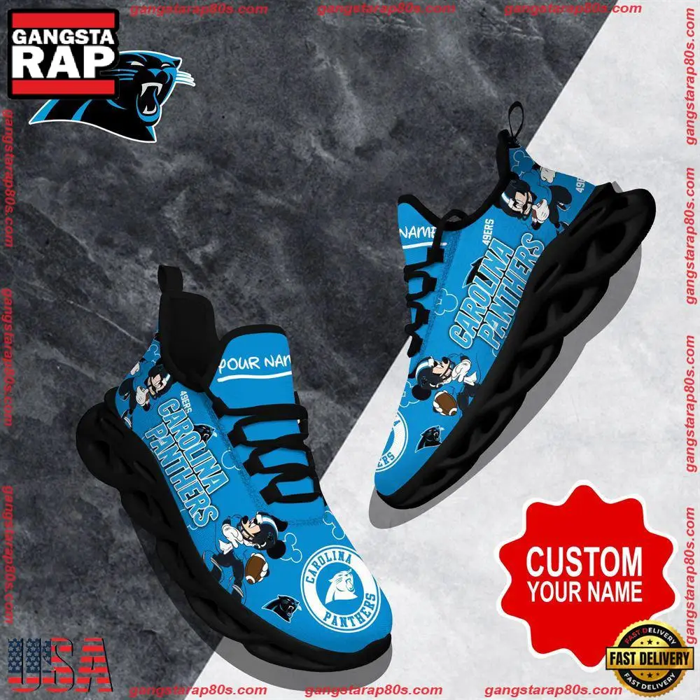 NFL Custom Name Carolina Panthers Christmas Max Soul Shoes Running Sneakers NFL Custom Name Carolina Panthers Christmas Max Soul Shoes Running Sneakers - Image 1