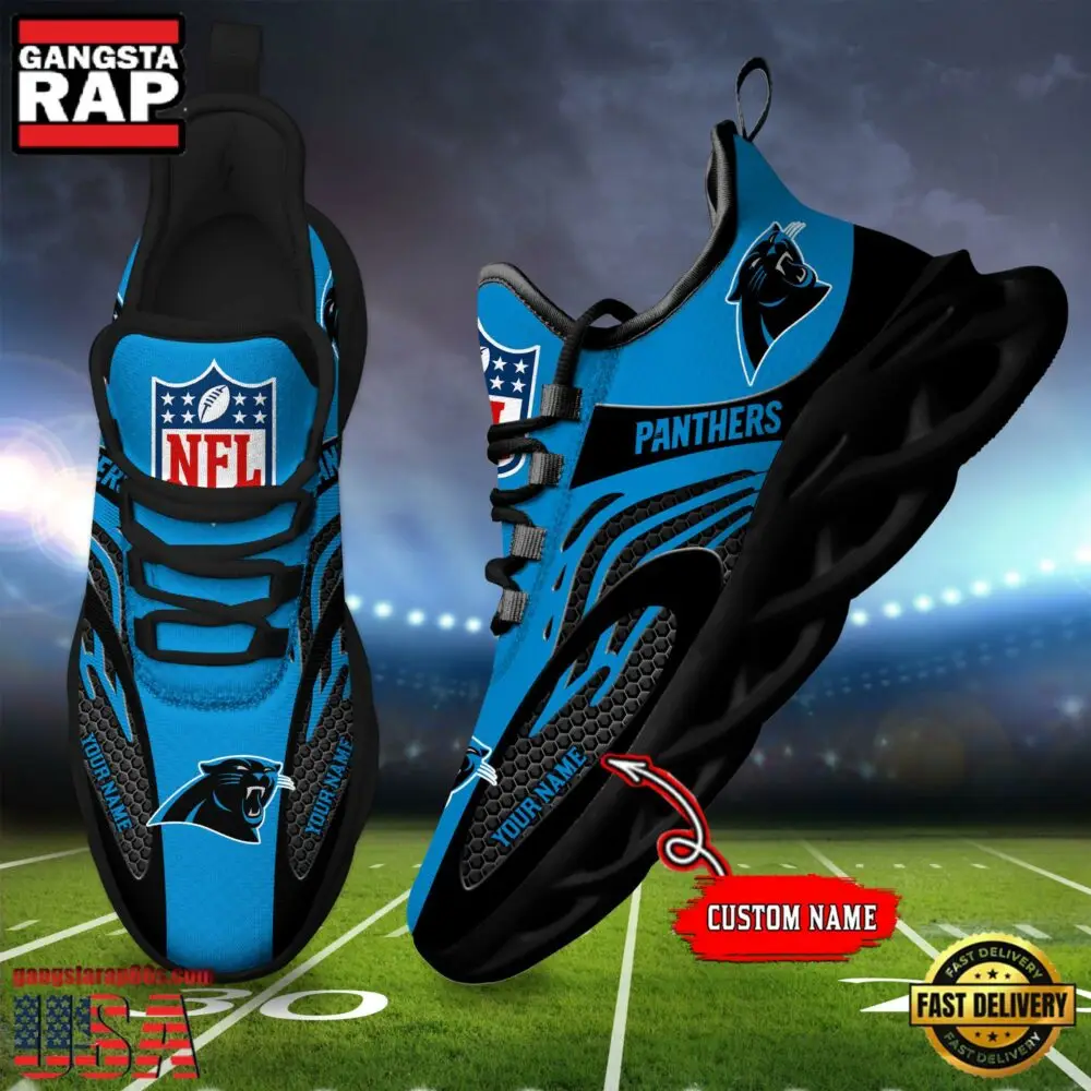 NFL Custom Name Carolina Panthers Limited New Design Max Soul Running Sneakers Shoes NFL Custom Name Carolina Panthers Limited New Design Max Soul Running Sneakers Shoes - Image 1