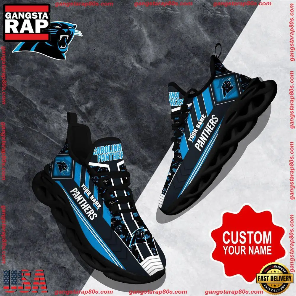 NFL Custom Name Carolina Panthers Logo Max Soul Shoes Running Sneakers