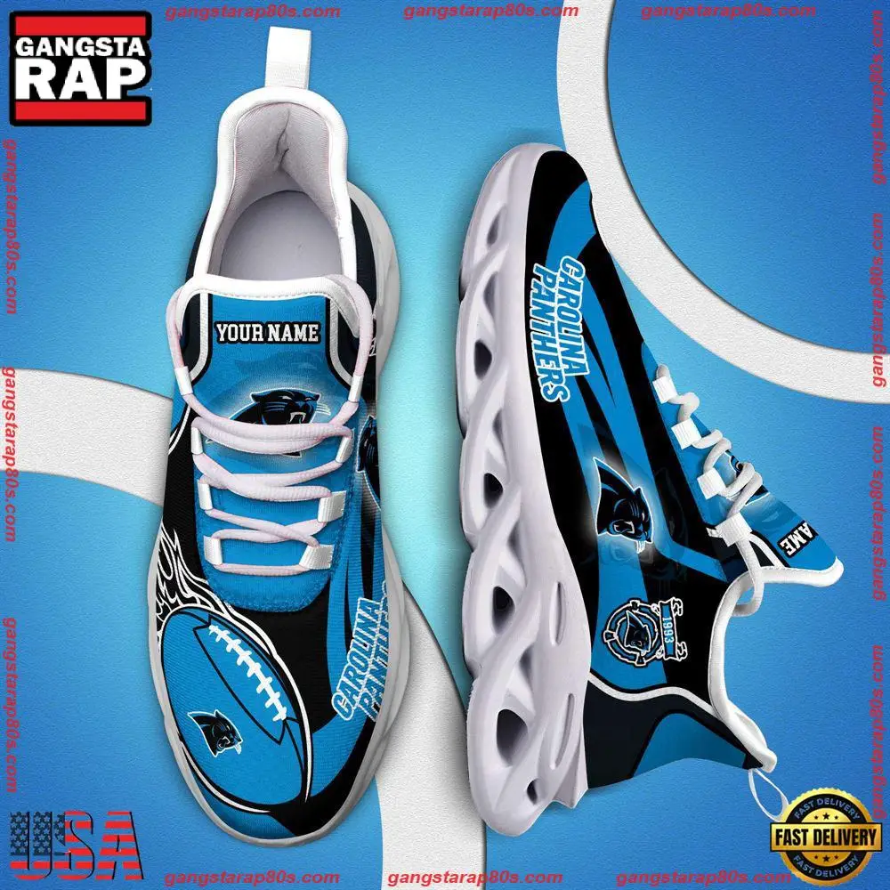 NFL Custom Name Carolina Panthers White C Shoes Max Soul Shoes Running Sneakers