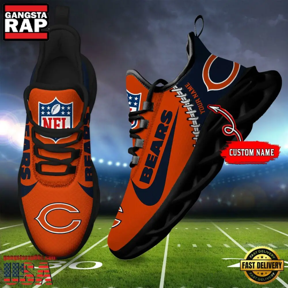 NFL Custom Name Chicago Bear Football Team Design Max Soul Running Sneakers Shoes