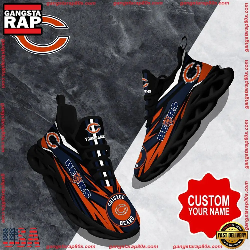 NFL Custom Name Chicago Bears Football Max Soul Shoes Running Sneakers