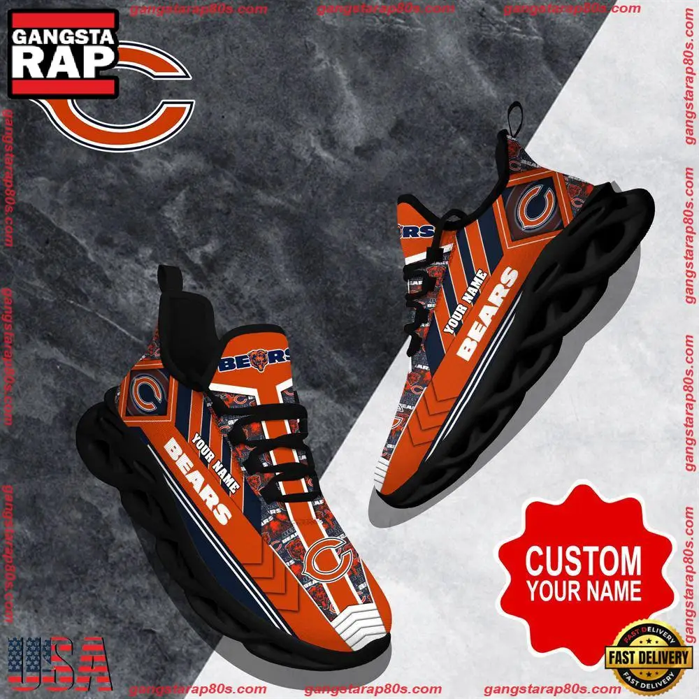 NFL Custom Name Chicago Bears Logo Max Soul Shoes Running Sneakers NFL Custom Name Chicago Bears Logo Max Soul Shoes Running Sneakers - Image 1