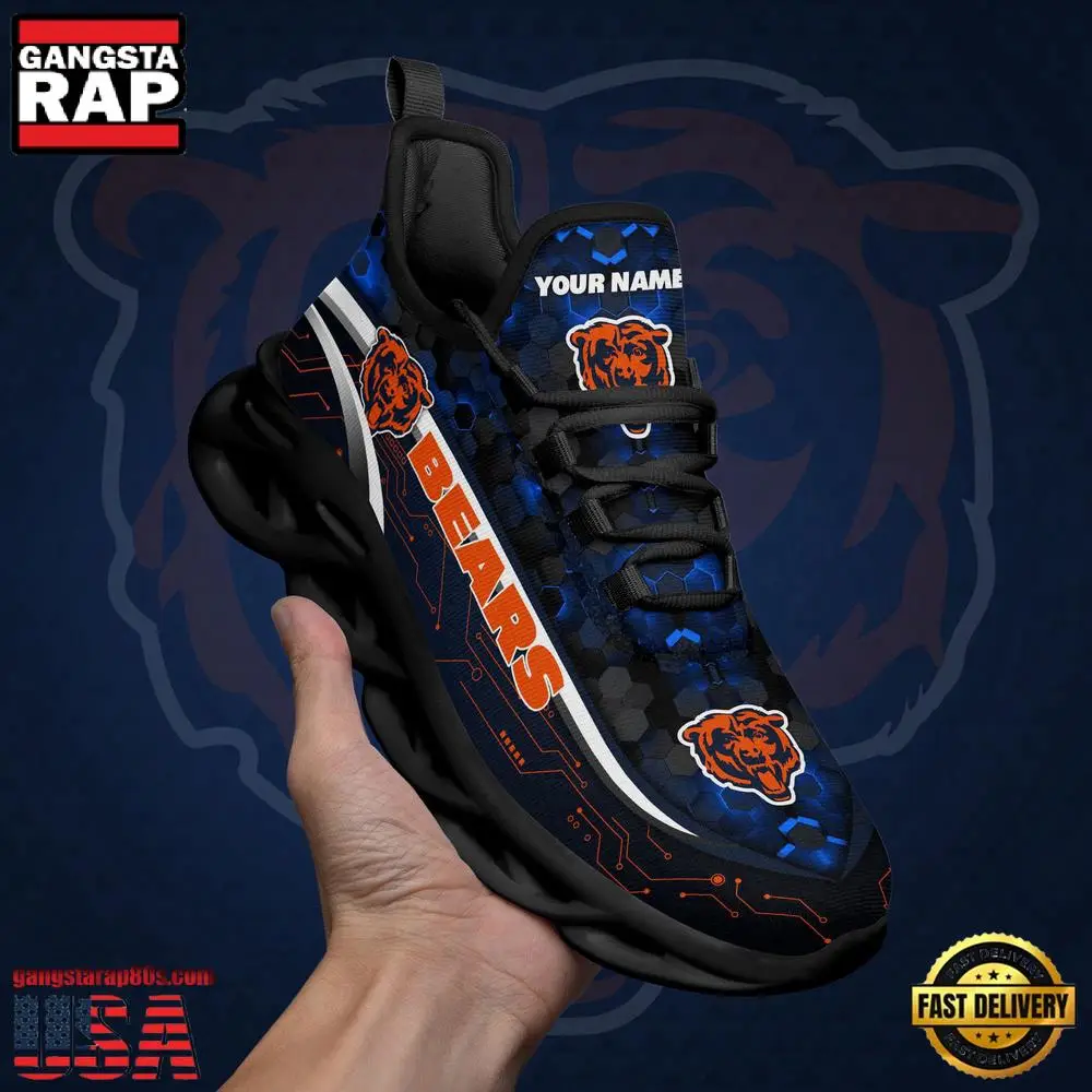 NFL Custom Name Chicago Bears Team Logo New Design Max Soul Shoes Running Sneakers