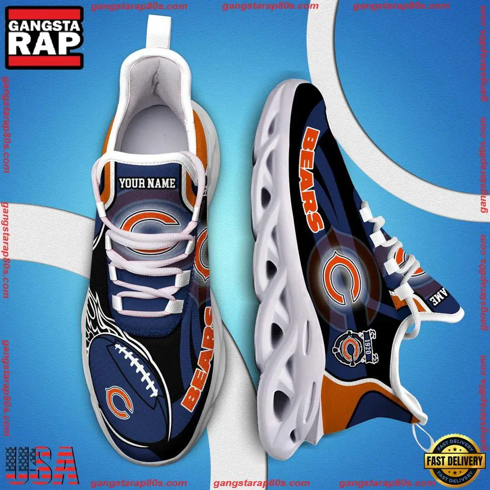 NFL Custom Name Chicago Bears White C Shoes Max Soul Shoes Running Sneakers