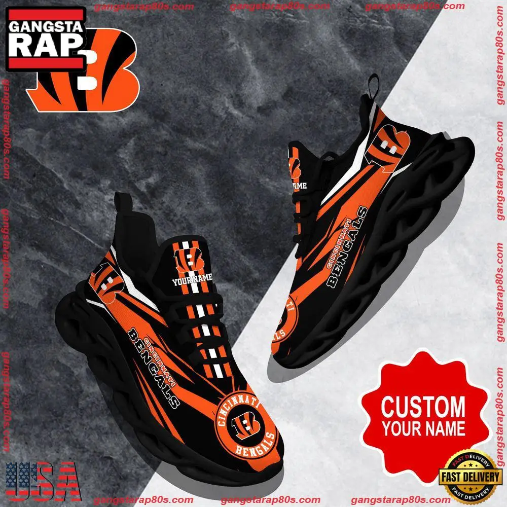 NFL Custom Name Cincinnati Bengals Football Max Soul Shoes Running Sneakers