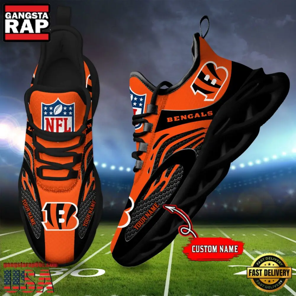 NFL Custom Name Cincinnati Bengals Limited New Design Max Soul Running Sneakers Shoes