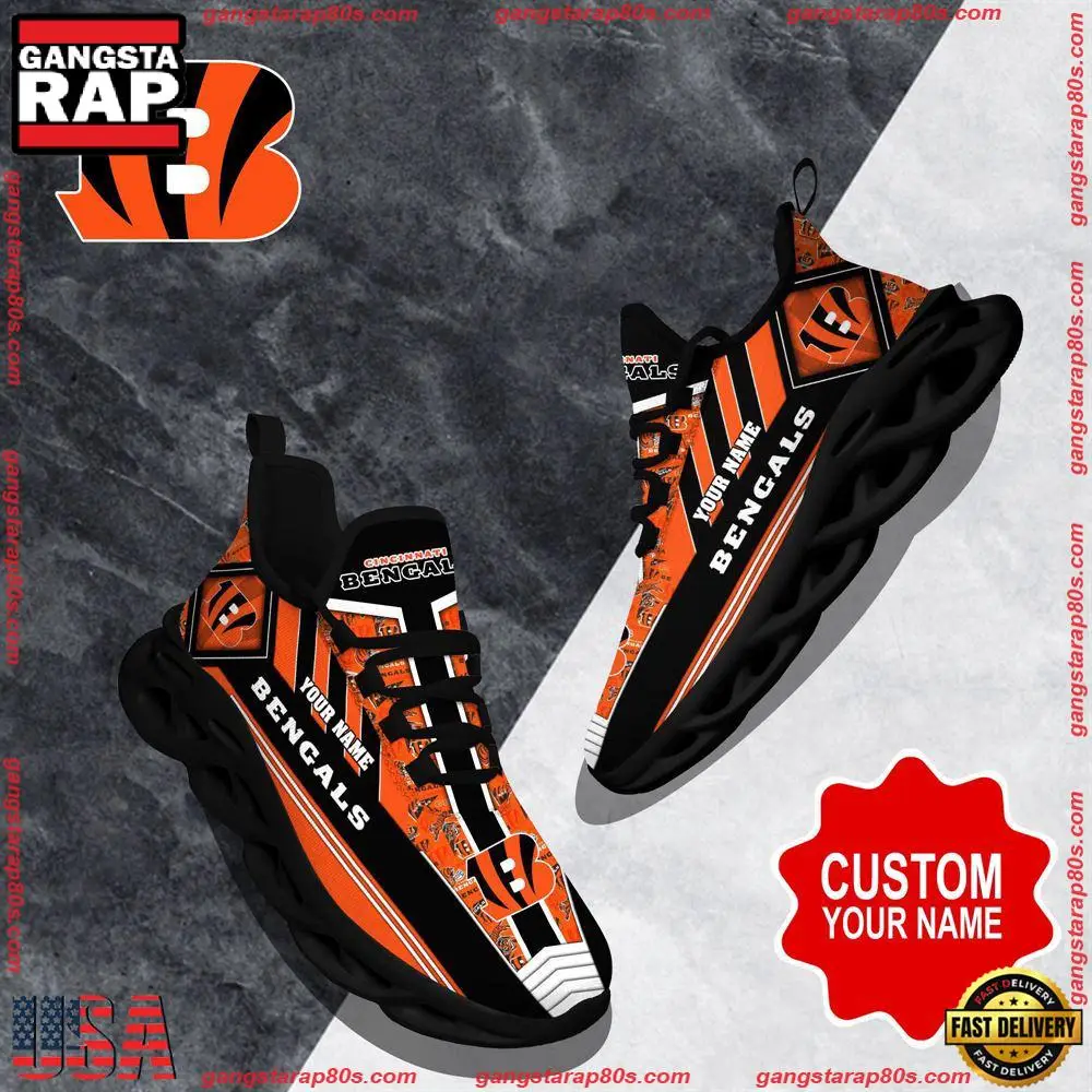 NFL Custom Name Cincinnati Bengals Logo Max Soul Shoes Running Sneakers