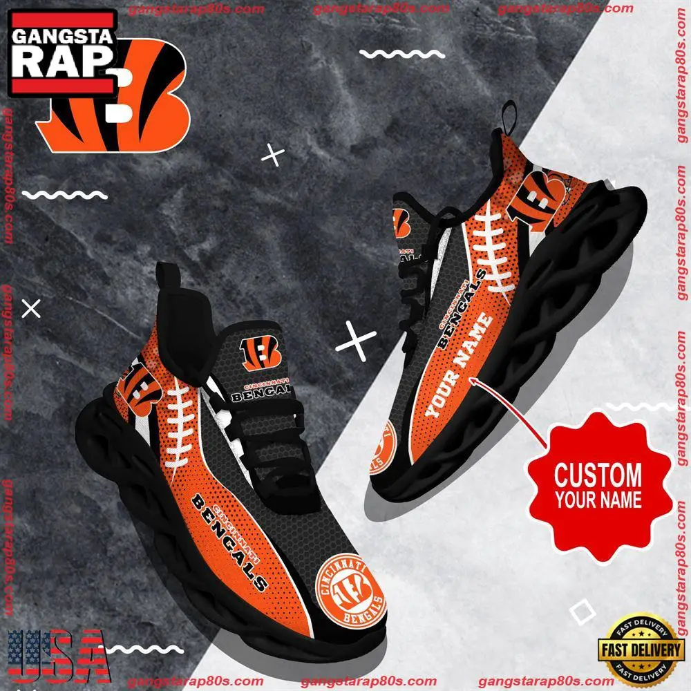NFL Custom Name Cincinnati Bengals Shoes Sport Loves Max Soul Shoes Running Sneakers NFL Custom Name Cincinnati Bengals Shoes Sport Loves Max Soul Shoes Running Sneakers - Image 1