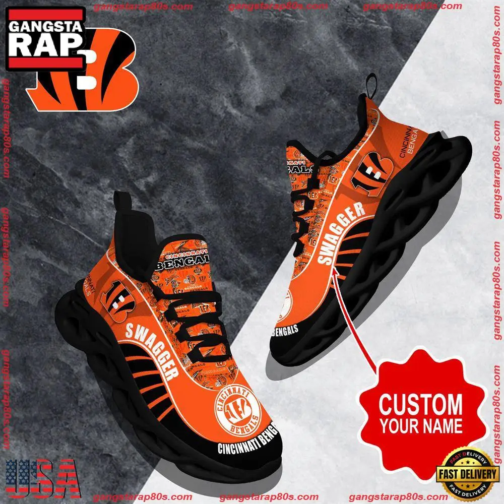 NFL Custom Name Cincinnati Bengals Sport Football Max Soul Shoes Running Sneakers