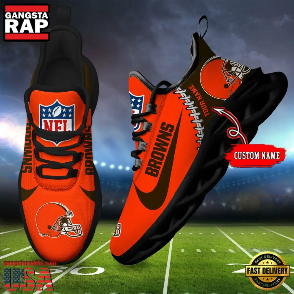 NFL Custom Name Cleveland Browns Football Team Design Max Soul Running Sneakers Shoes