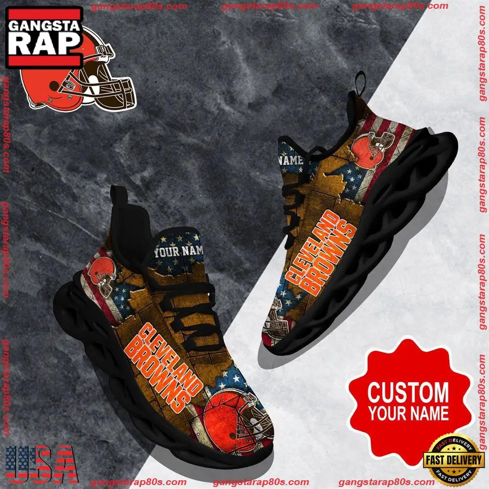 NFL Custom Name Cleveland Browns Max Soul Shoes Running Sneakers