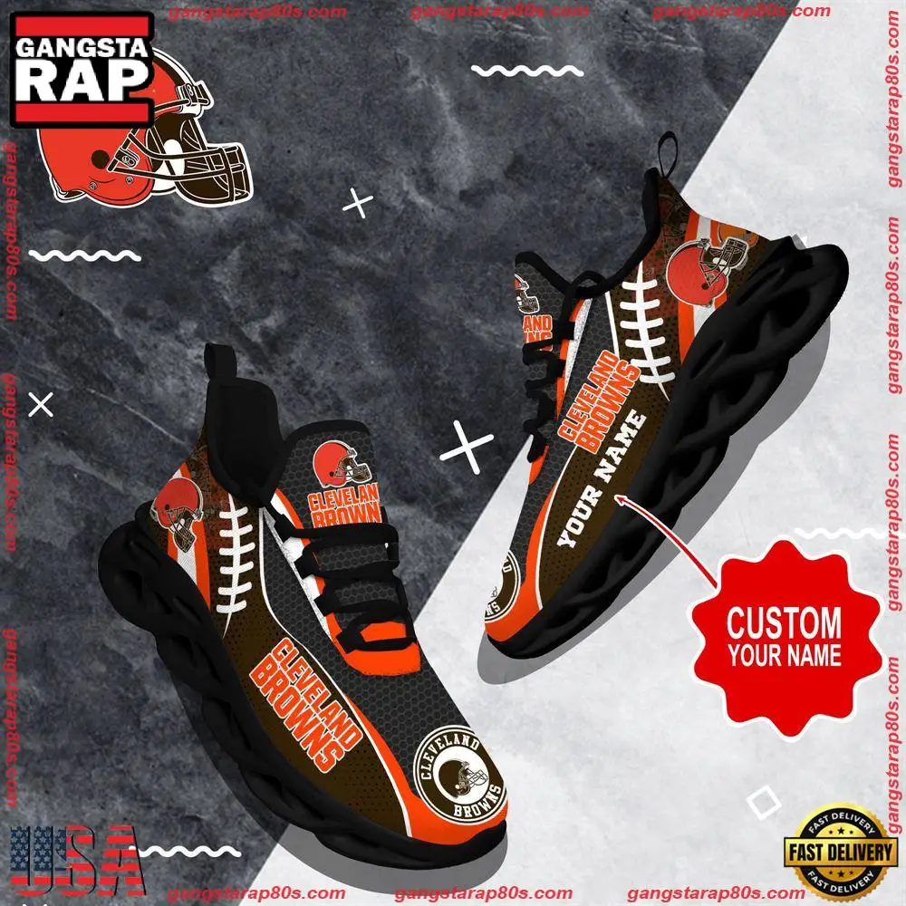 NFL Custom Name Cleveland Browns Shoes Sport Loves Max Soul Shoes Running Sneakers