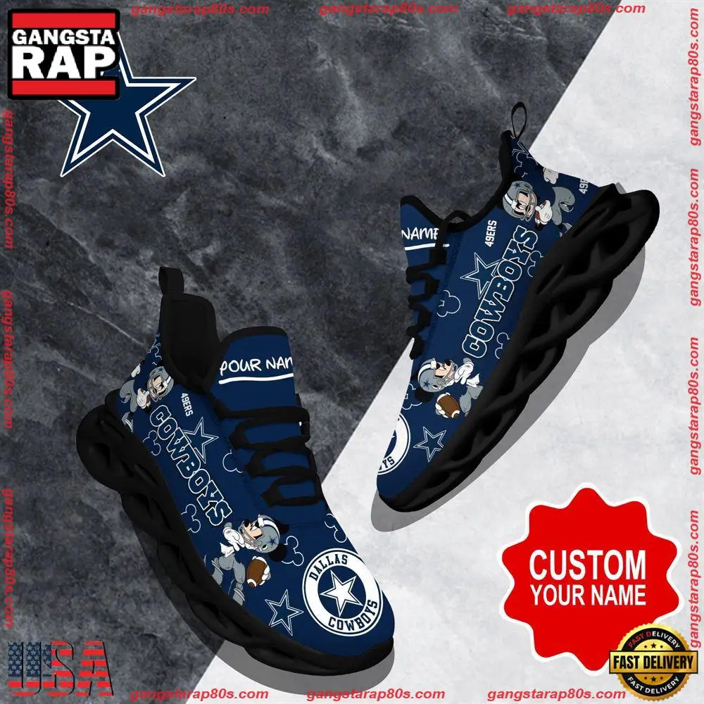 NFL Custom Name Dallas Cowboys Christmas Max Soul Shoes Running Sneakers NFL Custom Name Dallas Cowboys Christmas Max Soul Shoes Running Sneakers - Image 1