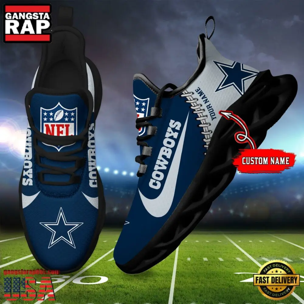 NFL Custom Name Dallas Cowboys Football Team Design Max Soul Running Sneakers Shoes