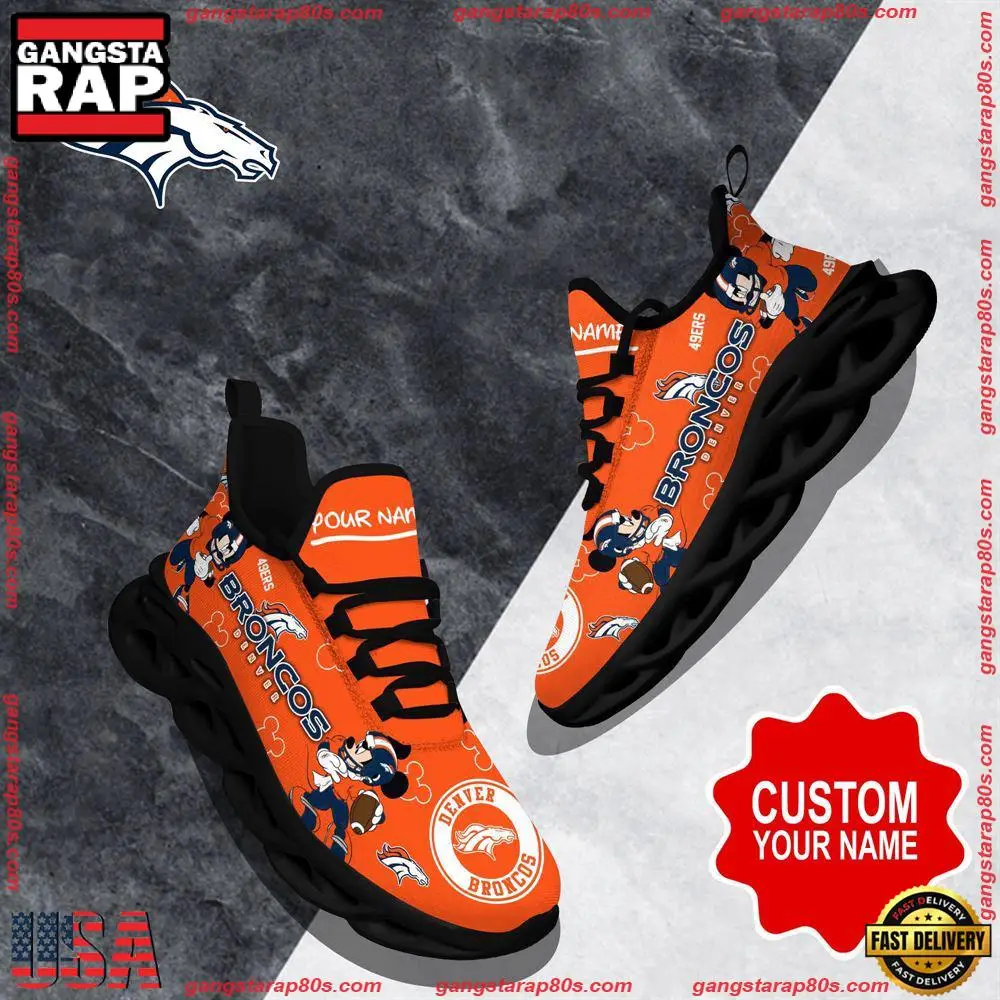 NFL Custom Name Denver Broncos Christmas Max Soul Shoes Running Sneakers