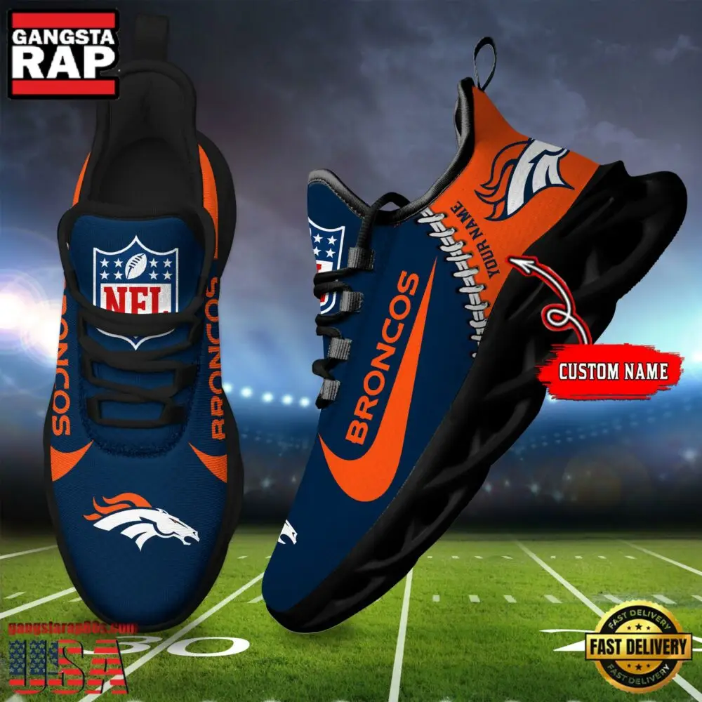 NFL Custom Name Denver Broncos Football Team Design Max Soul Running Sneakers Shoes NFL Custom Name Denver Broncos Football Team Design Max Soul Running Sneakers Shoes - Image 1