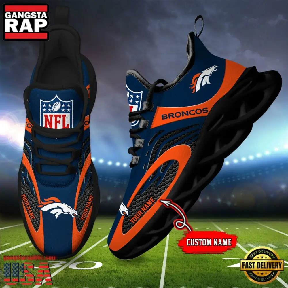 NFL Custom Name Denver Broncos Limited New Design Max Soul Running Sneakers Shoes