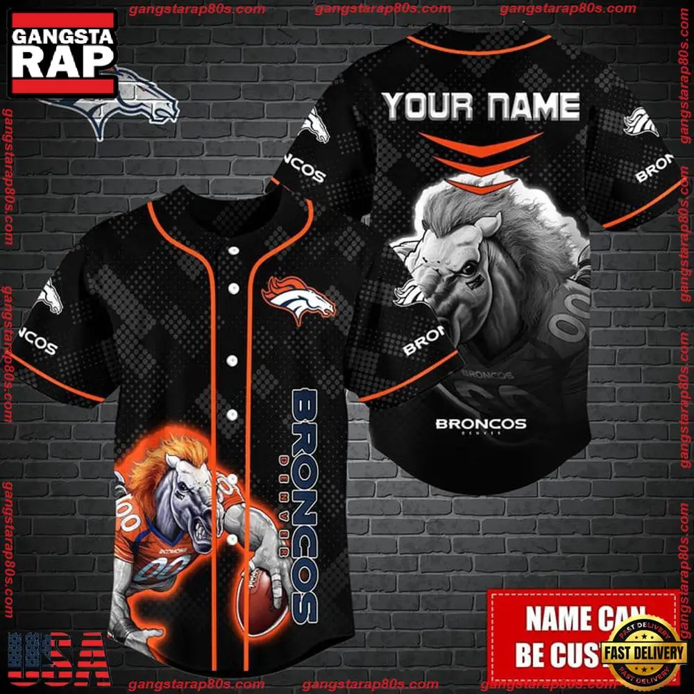 NFL Custom Name Denver Broncos Mascot Baseball Jersey