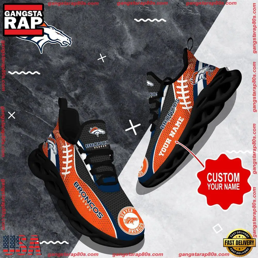 NFL Custom Name Denver Broncos Shoes Sport Loves Max Soul Shoes Running Sneakers