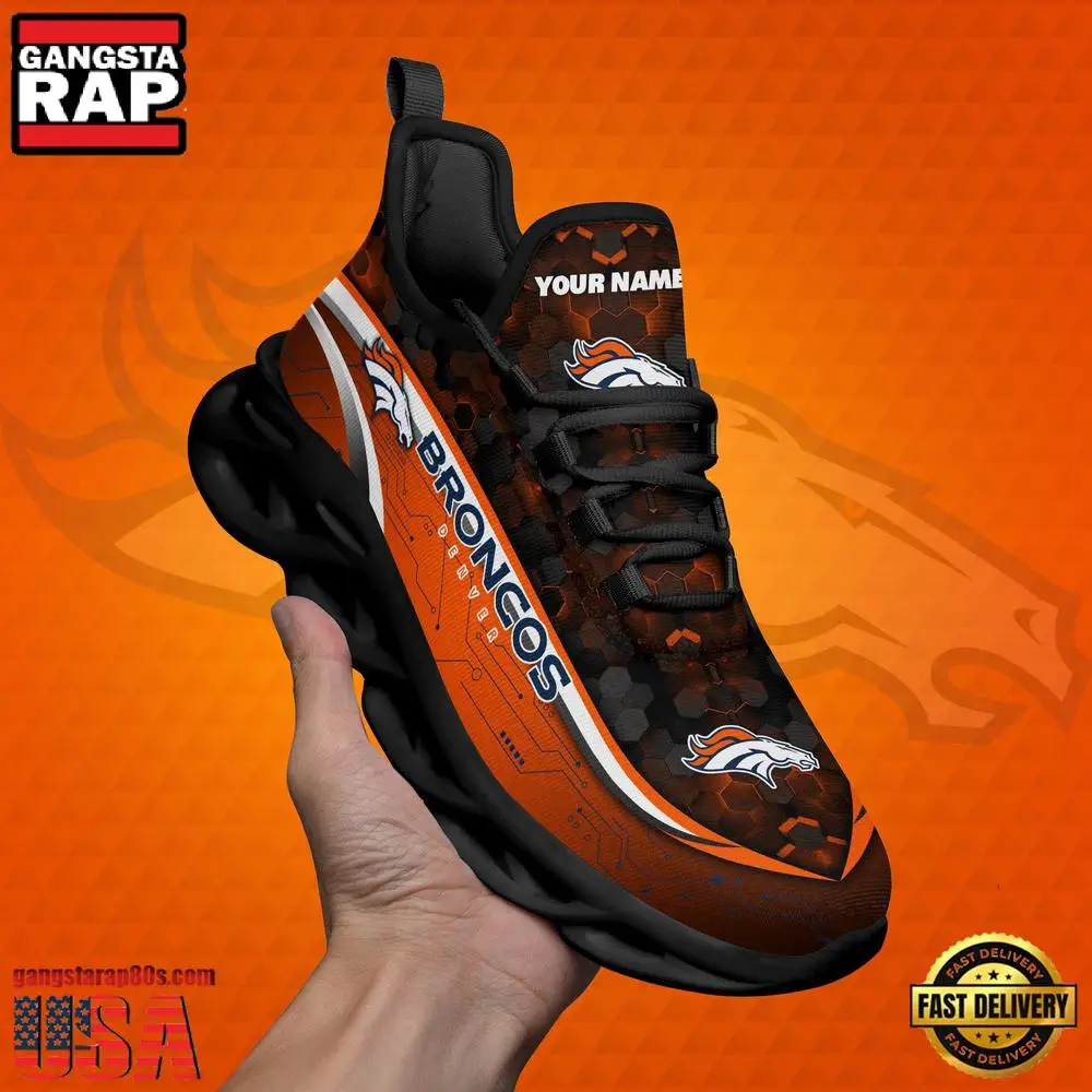 NFL Custom Name Denver Broncos Team Logo New Design Max Soul Shoes Running Sneakers