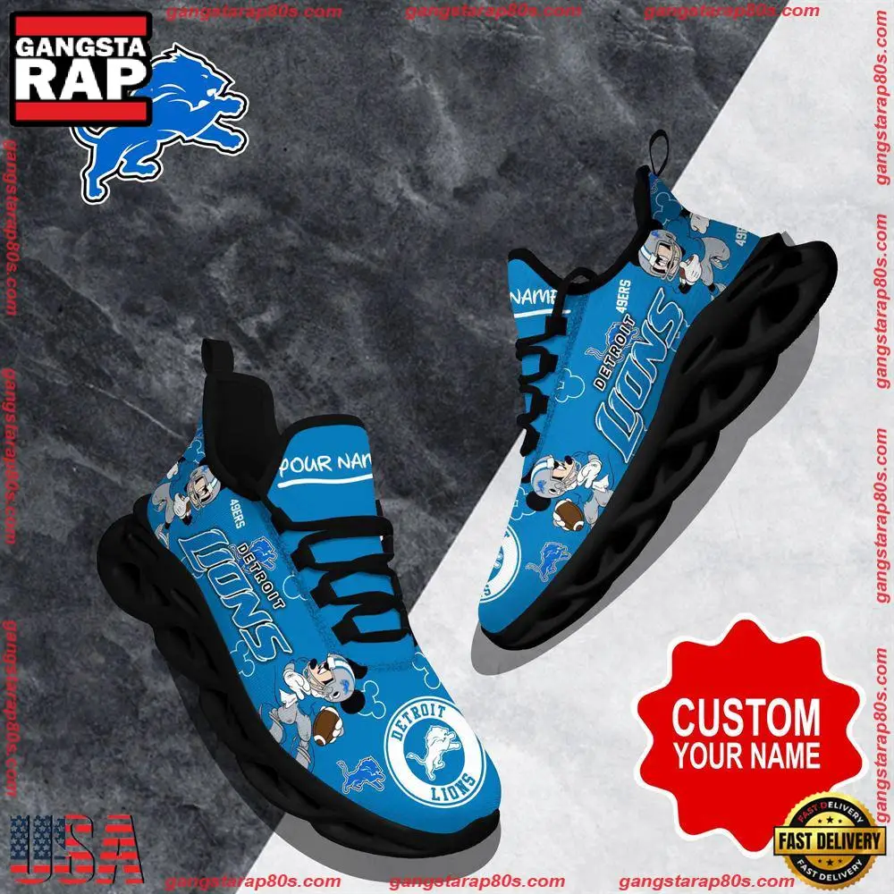 NFL Custom Name Detroit Lions Christmas Max Soul Shoes Running Sneakers