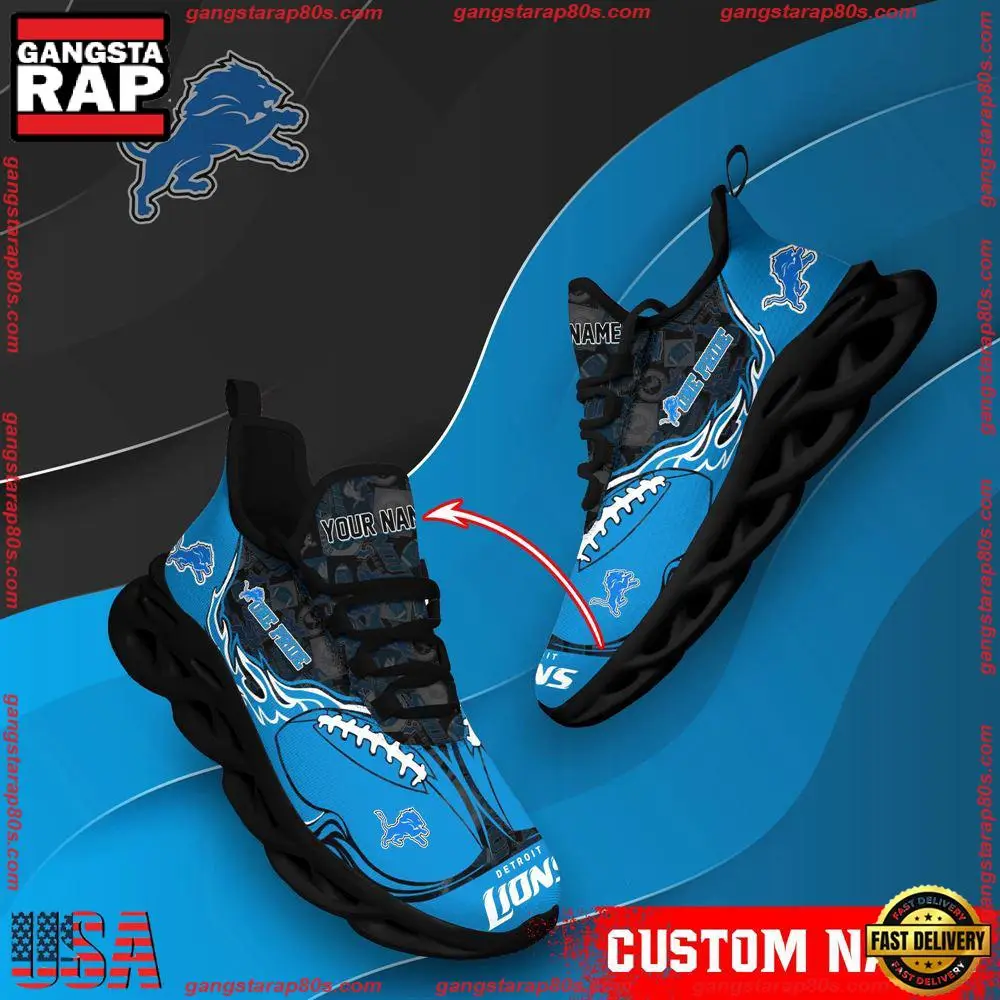 NFL Custom Name Detroit Lions Max Soul Shoes Running Sneakers