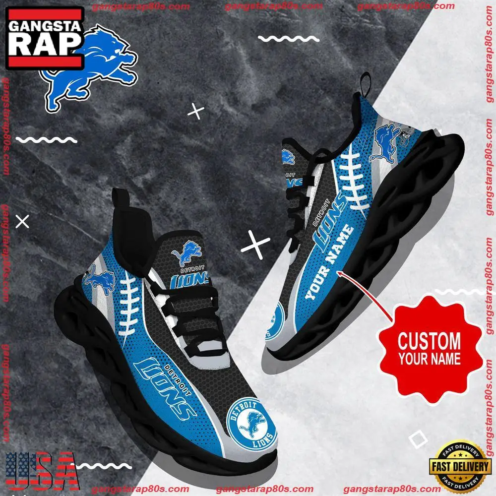 NFL Custom Name Detroit Lions Shoes Sport Loves Max Soul Shoes Running Sneakers