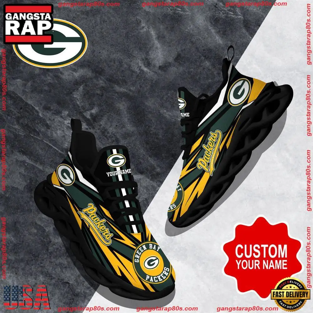 NFL Custom Name Green Bay Packers Football Max Soul Shoes Running Sneakers