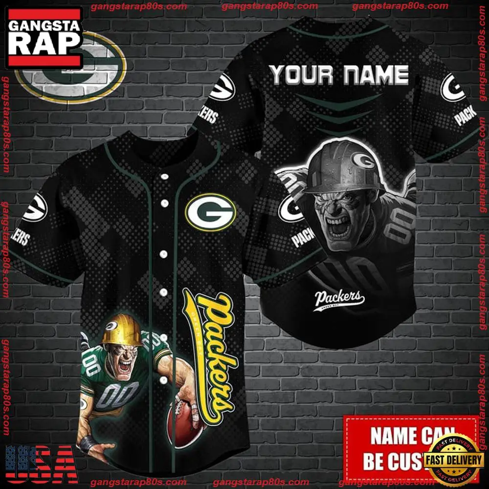 NFL Custom Name Green Bay Packers Mascot Baseball Jersey