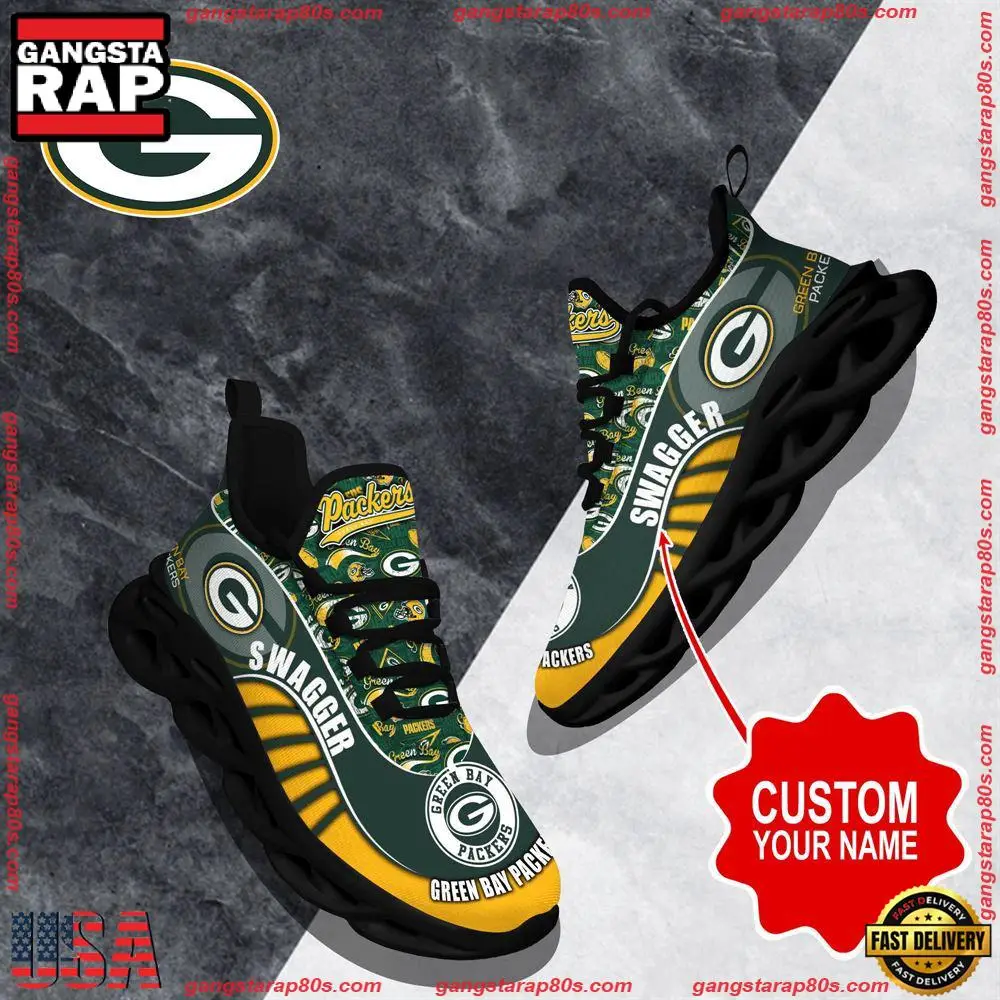 NFL Custom Name Green Bay Packers Sport Football Max Soul Shoes Running Sneakers NFL Custom Name Green Bay Packers Sport Football Max Soul Shoes Running Sneakers - Image 1