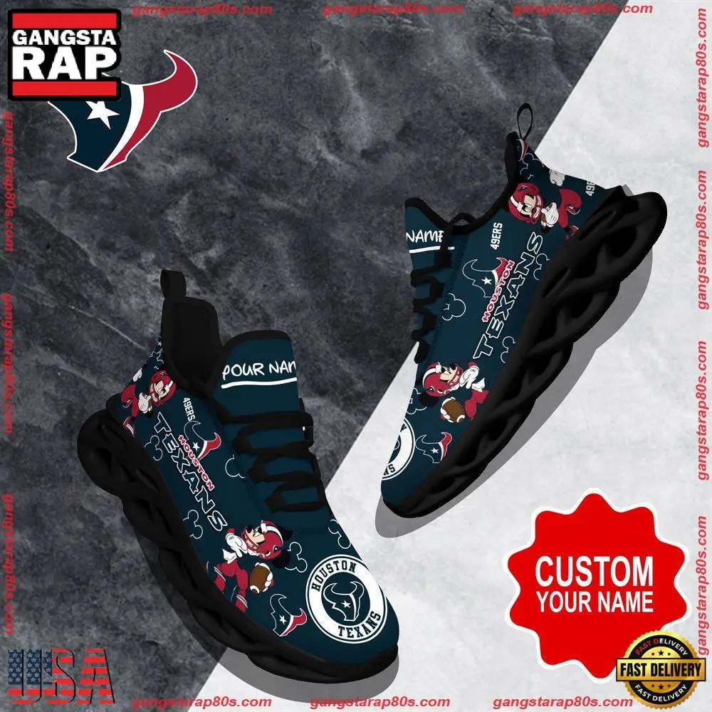 NFL Custom Name Houston Texans Christmas Max Soul Shoes Running Sneakers NFL Custom Name Houston Texans Christmas Max Soul Shoes Running Sneakers - Image 1
