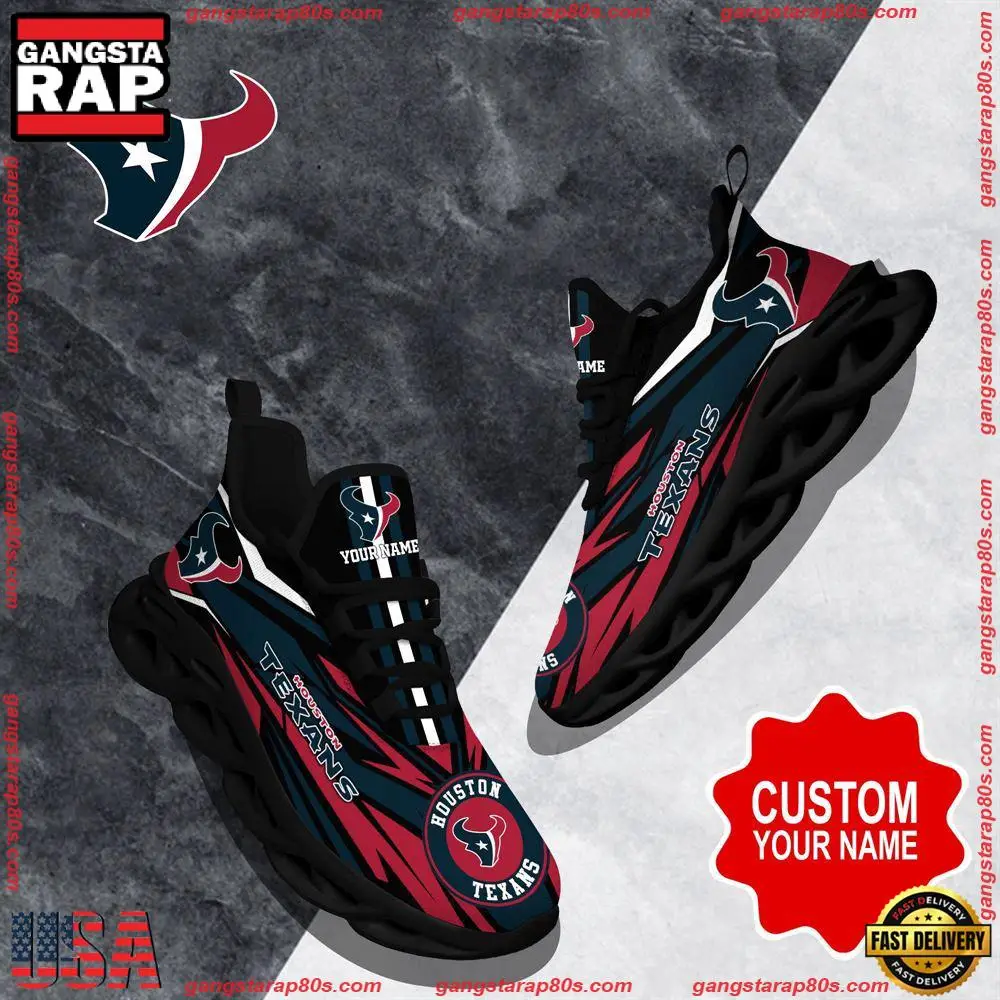 NFL Custom Name Houston Texans Football Max Soul Shoes Running Sneakers