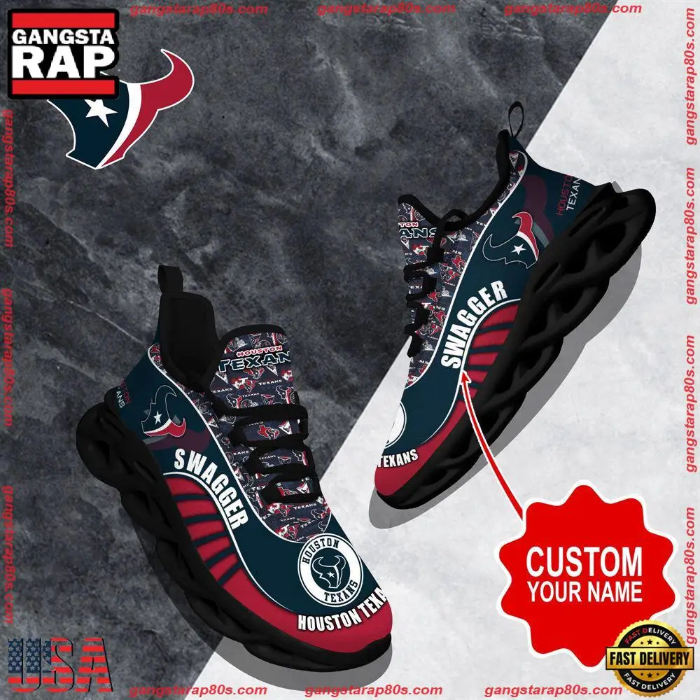 NFL Custom Name Houston Texans Sport Football Max Soul Shoes Running Sneakers