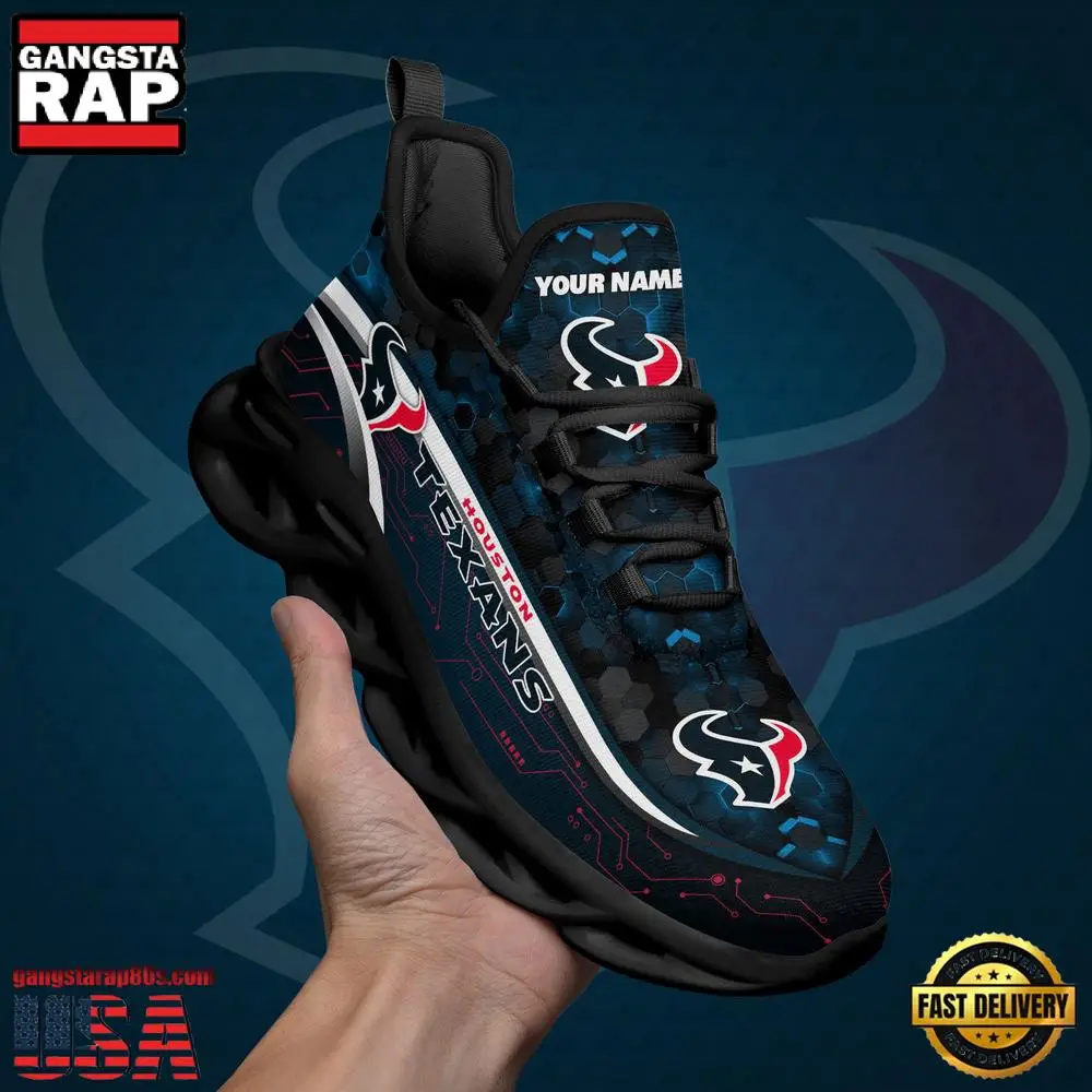 NFL Custom Name Houston Texans Team Logo New Design Max Soul Shoes Running Sneakers