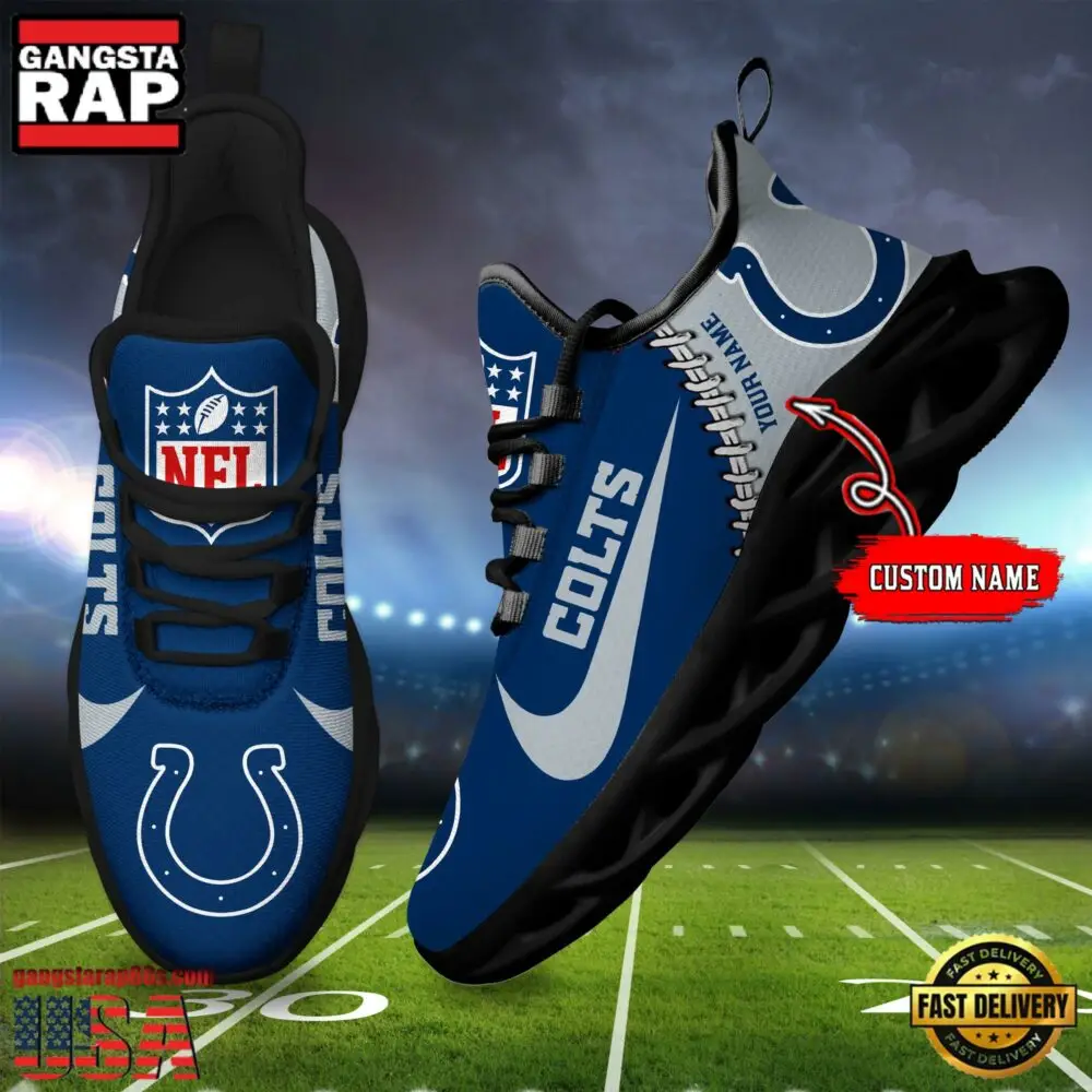 NFL Custom Name Indianapolis Colts Football Team Design Max Soul Running Sneakers Shoes NFL Custom Name Indianapolis Colts Football Team Design Max Soul Running Sneakers Shoes - Image 1