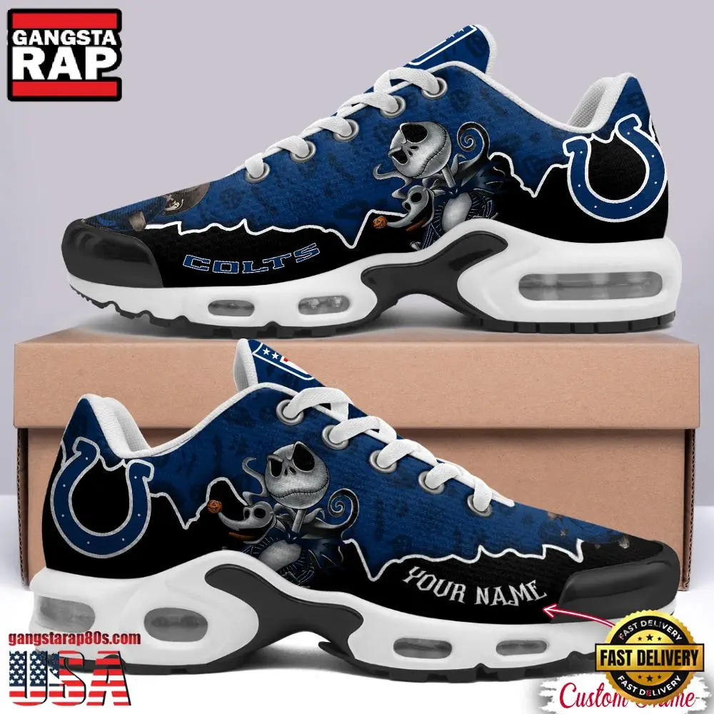 NFL Custom Name Indianapolis Colts Jack Skellington Air Max Plus Shoes - Running Sneakers NFL Custom Name Indianapolis Colts Jack Skellington Air Max Plus Shoes - Running Sneakers - Image 1
