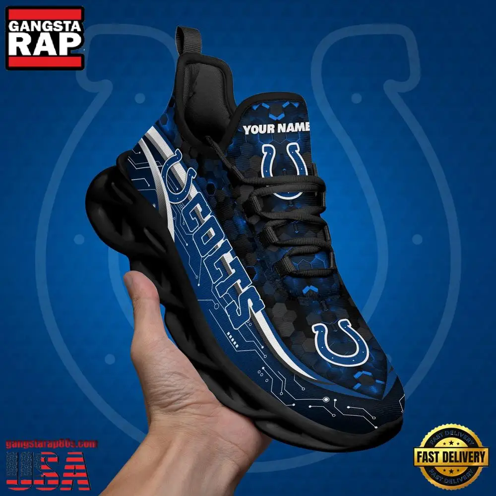 NFL Custom Name Indianapolis Colts Team Logo New Design Max Soul Shoes Running Sneakers