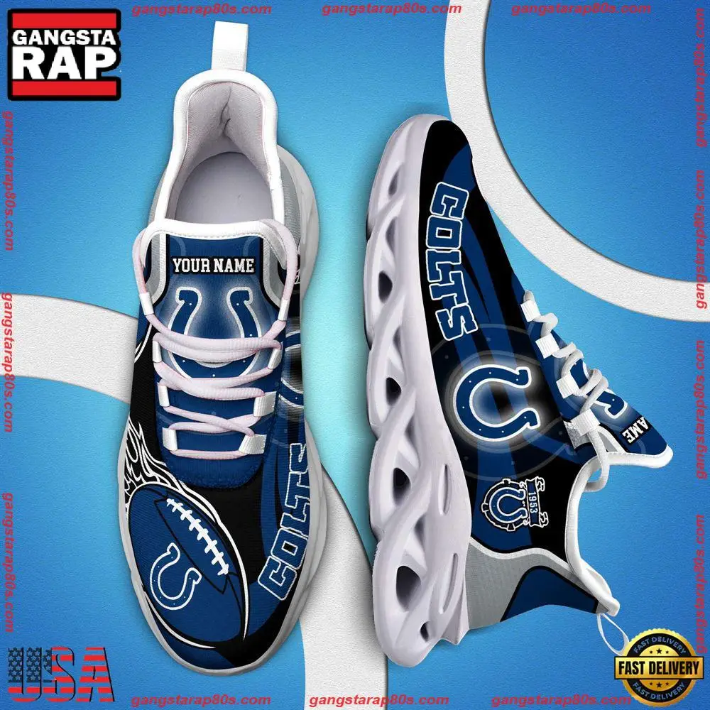 NFL Custom Name Indianapolis Colts White C Shoes Max Soul Shoes Running Sneakers