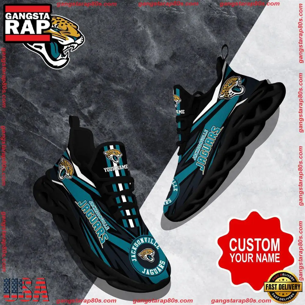NFL Custom Name Jacksonville Jaguars Football Max Soul Shoes Running Sneakers