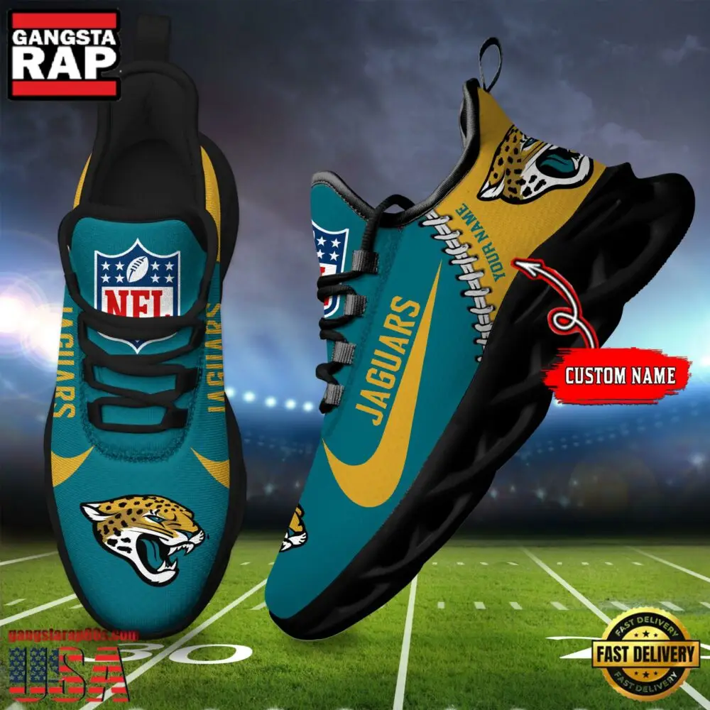 NFL Custom Name Jacksonville Jaguars Football Team Design Max Soul Running Sneakers Shoes