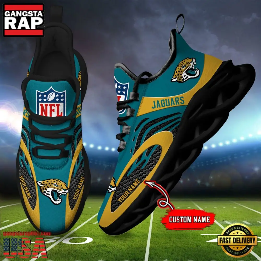 NFL Custom Name Jacksonville Jaguars Limited New Design Max Soul Running Sneakers Shoes